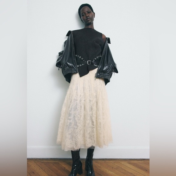 NWT. Zara Black Leather Studded Sash Belt. Size 32. - Picture 2 of 12